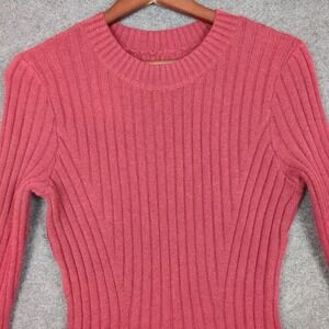Hollister Ribbed Knit Long Sleeve Crewneck Fit Flare Dress Red Size L